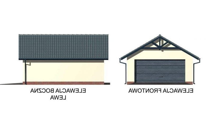 Projekt garażu G2 szkielet drewniany - elewacja 1