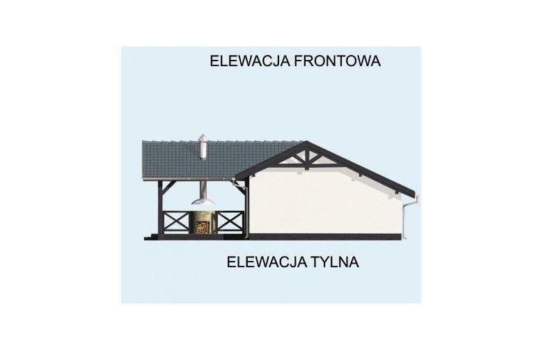 Projekt budynku gospodarczego G53 szkielet drewniany - elewacja 2