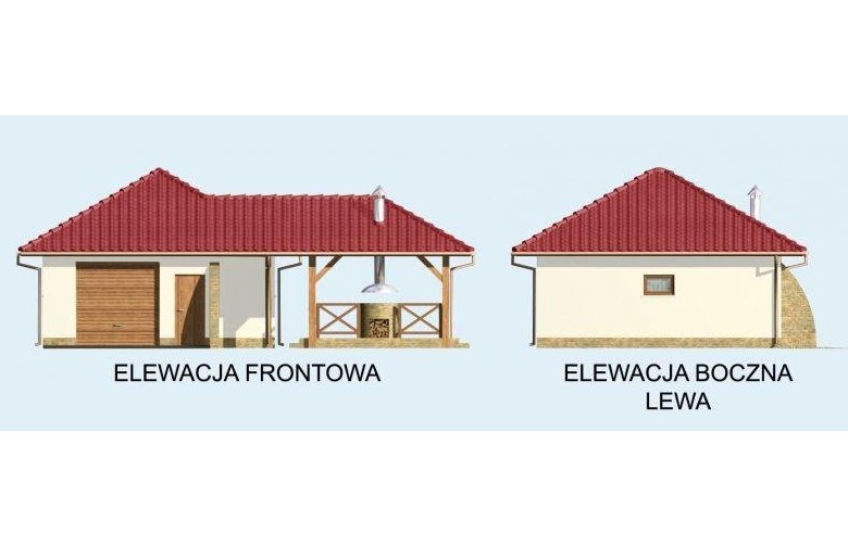 Projekt garażu G24 Szkielet drewniany - elewacja 1