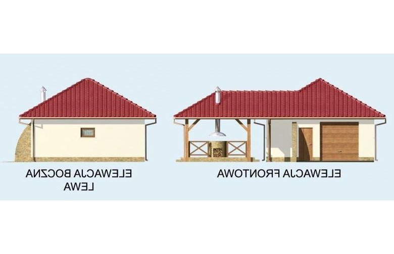 Projekt garażu G24 Szkielet drewniany - elewacja 1