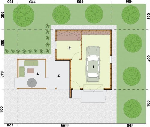 RZUT PRZYZIEMIA G24 Szkielet drewniany - wersja lustrzana