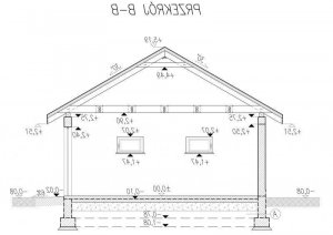 Przekrój projektu G321 garaż dwustanowiskowy z pomieszczeniem gospodarczym i altaną w wersji lustrzanej