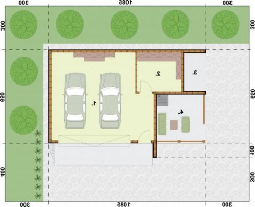 RZUT PRZYZIEMIA G40 szkielet drewniany - wersja lustrzana