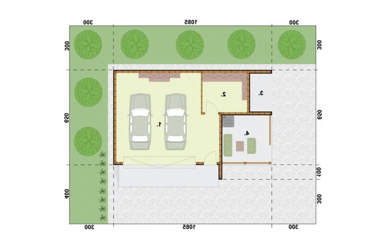 Projekt garażu G40 szkielet drewniany - rzut przyziemia