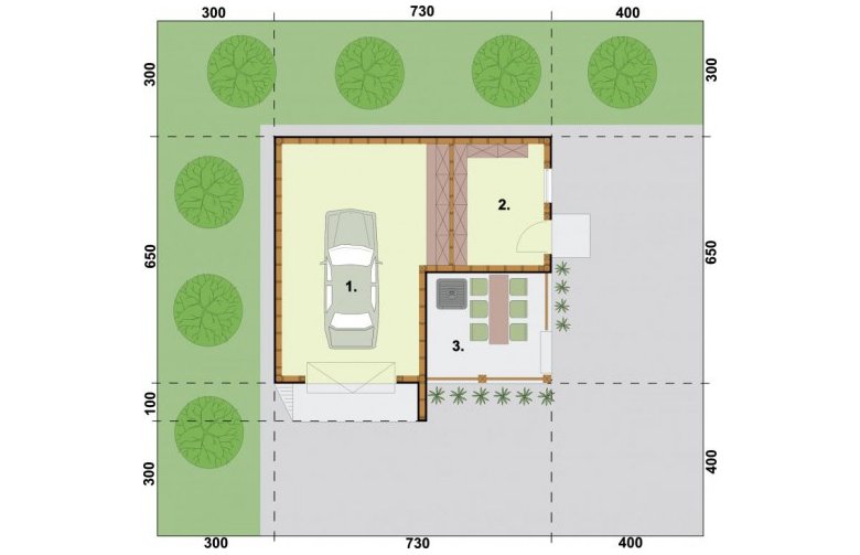 Projekt garażu G41 szkielet drewniany - rzut przyziemia