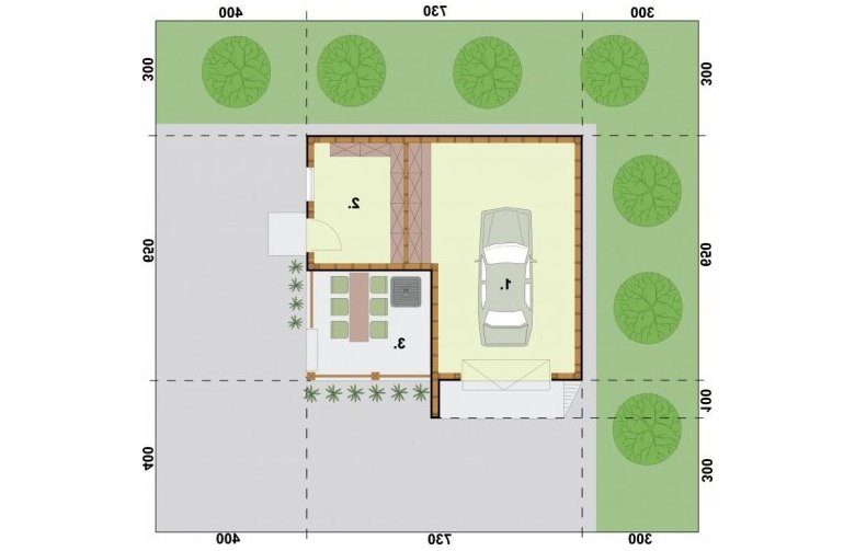 Projekt garażu G41 szkielet drewniany - rzut przyziemia