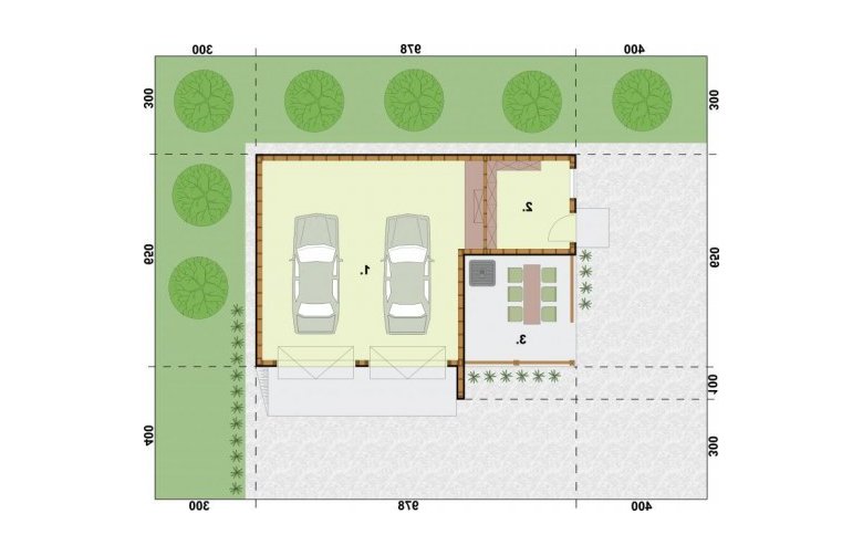 Projekt garażu G42 szkielet drewniany - rzut przyziemia