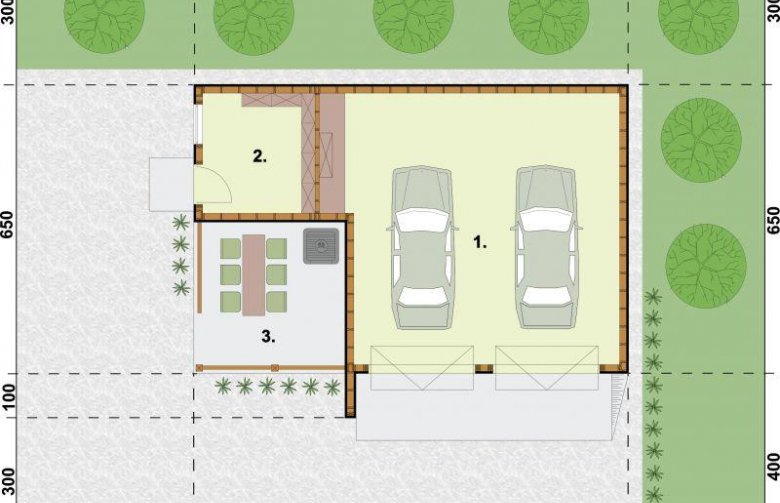 Projekt budynku gospodarczego G42 szkielet drewniany - rzut przyziemia