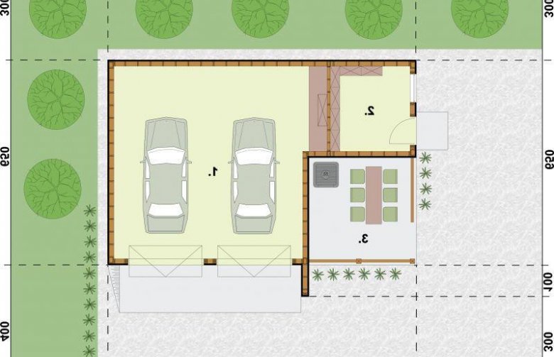 Projekt budynku gospodarczego G42 szkielet drewniany - rzut przyziemia