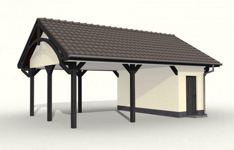 Projekt budynku gospodarczego G48 szkielet drewniany, wiata garażowa