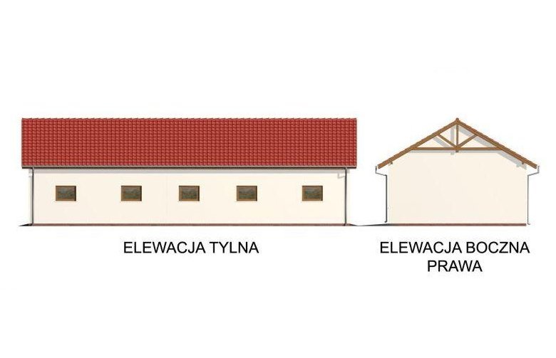 Projekt garażu G49 garaż czterostanowiskowy, szkielet drewniany - elewacja 2