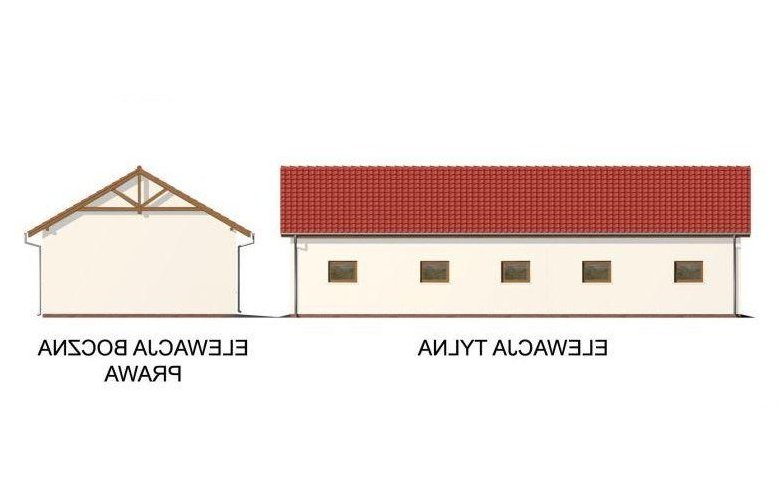 Projekt garażu G49 garaż czterostanowiskowy, szkielet drewniany - elewacja 2