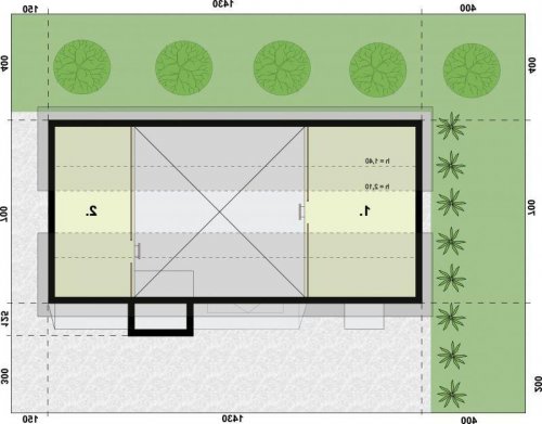 RZUT PODDASZA G323 garaż jednostanowiskowy z wiatą - wersja lustrzana