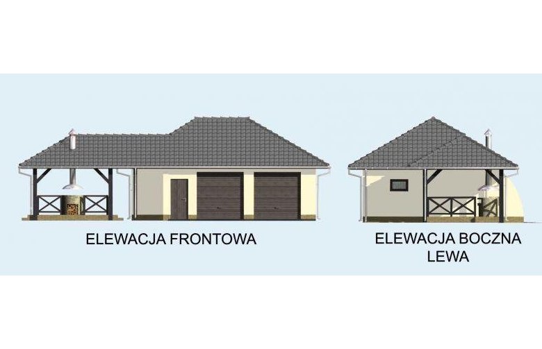 Projekt garażu G54 szkielet drewniany - elewacja 1