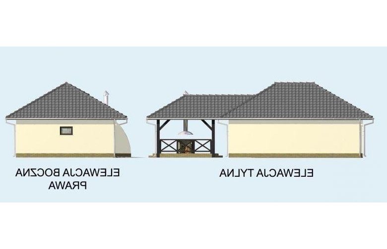 Projekt garażu G54 szkielet drewniany - elewacja 2