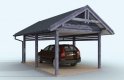 Projekt garażu W3 Wiata garażowa jednostanowiskowa - wizualizacja 2