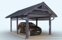 Projekt garażu W3 Wiata garażowa jednostanowiskowa - wizualizacja 3