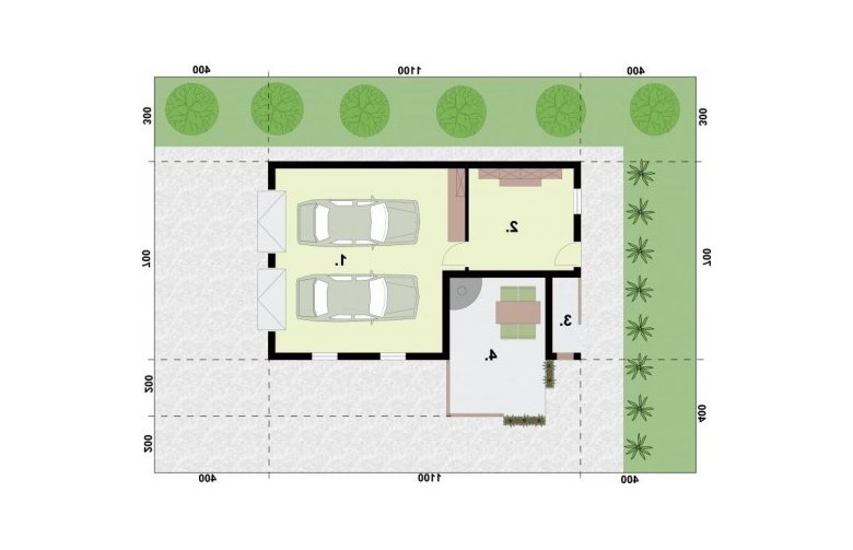 Projekt garażu G324 garaż dwustanowiskowy z pomieszczeniem gospodarczym - rzut przyziemia