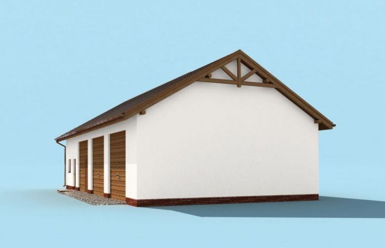 Projekt budynku gospodarczego G206 garaż trzystanowiskowy, szkielet drewniany