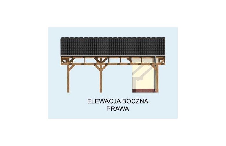 Projekt garażu G67 szkielet drewniany, wiata garażowa - elewacja 4