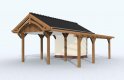 Projekt garażu G67 szkielet drewniany, wiata garażowa - wizualizacja 2