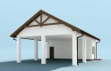 Projekt garażu G211 wiata garażowa, szkielet drewniany - wizualizacja 2