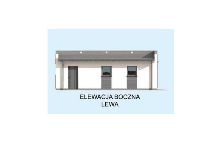 Projekt garażu G1a2 szkielet drewniany, garaż dwustanowiskowy z pomieszczeniem gospodarczym - elewacja 3