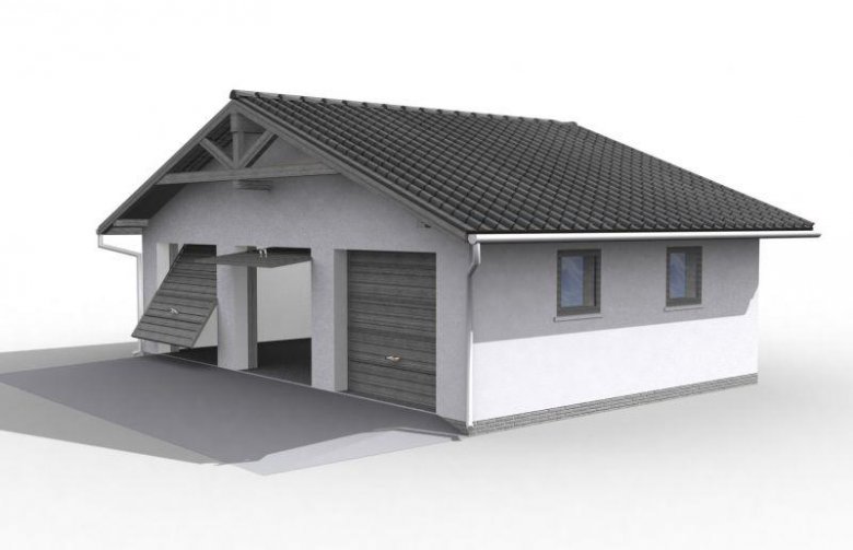 Projekt garażu G5 szkielet drewniany, garaż trzystanowiskowy