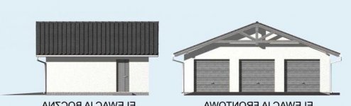 Elewacja projektu G5 szkielet drewniany, garaż trzystanowiskowy - 1 - wersja lustrzana