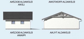 Elewacja projektu G5 szkielet drewniany, garaż trzystanowiskowy - 2 - wersja lustrzana