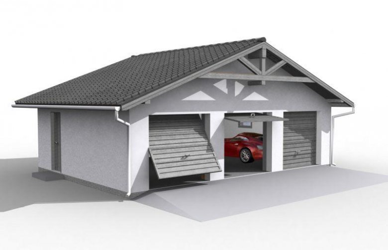 Projekt budynku gospodarczego G5 szkielet drewniany, garaż trzystanowiskowy