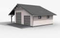 Projekt garażu G6 szkielet drewniany, garaż dwustanowiskowy z wiatą garażową jednostanowiskową - wizualizacja 2