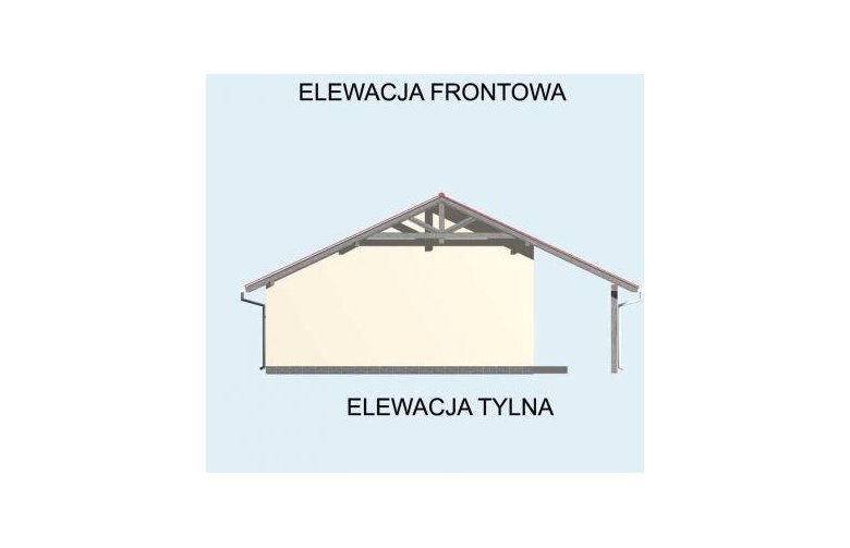 Projekt budynku gospodarczego G6 szkielet drewniany, garaż dwustanowiskowy z wiatą garażową jednostanowiskową - elewacja 2