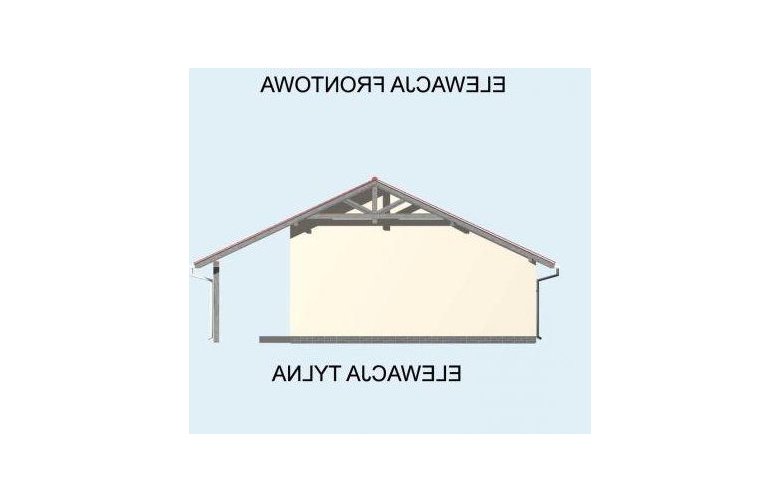Projekt budynku gospodarczego G6 szkielet drewniany, garaż dwustanowiskowy z wiatą garażową jednostanowiskową - elewacja 2