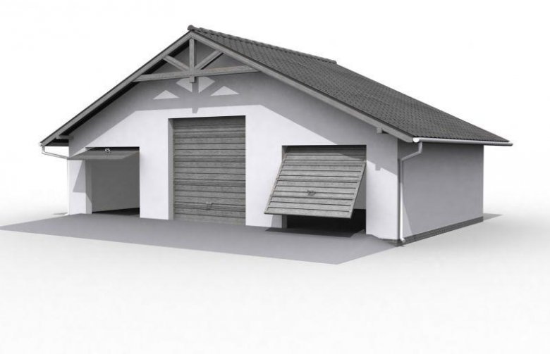 Projekt budynku gospodarczego G7 szkielet drewniany, garaż trzystanowiskowy