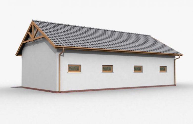 Projekt garażu G38 szkielet drewniany, garaż trzystanowiskowy z pomieszczeniami gospodarczymi