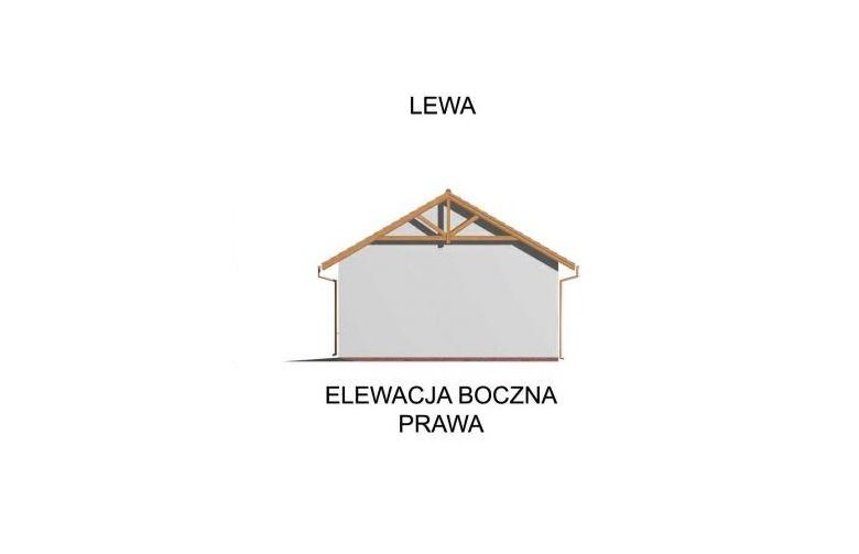 Projekt budynku gospodarczego G38 szkielet drewniany, garaż trzystanowiskowy z pomieszczeniami gospodarczymi - elewacja 4