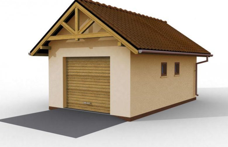 Projekt garażu G10 szkielet drewniany, garaż jednostanowiskowy