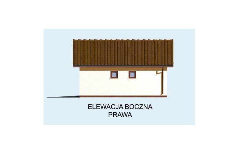 Projekt budynku gospodarczego G10 szkielet drewniany, garaż jednostanowiskowy - elewacja 4