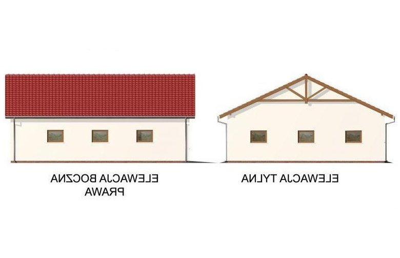 Projekt garażu G51 szkielet drewniany, budynek garażowy - elewacja 2