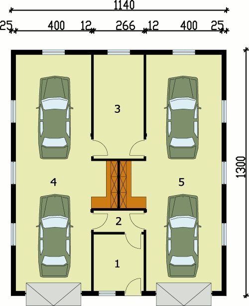 RZUT PRZYZIEMIA G51 szkielet drewniany, budynek garażowy