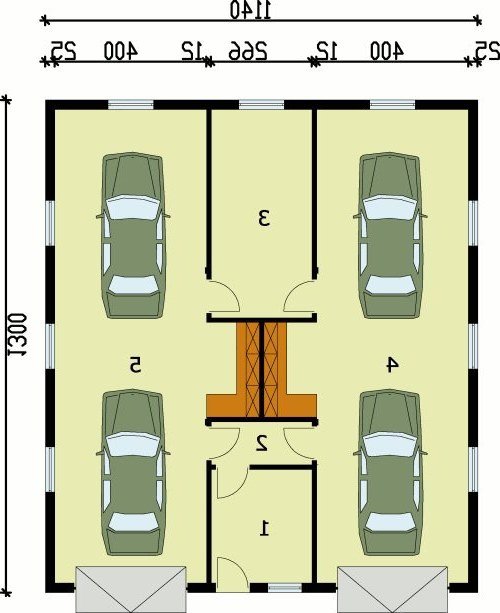 RZUT PRZYZIEMIA G51 szkielet drewniany, budynek garażowy - wersja lustrzana