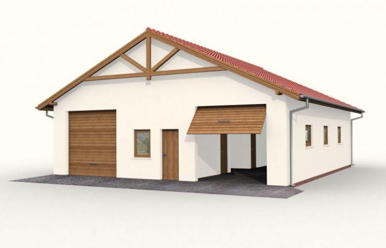 Projekt garażu G51 szkielet drewniany, budynek garażowy