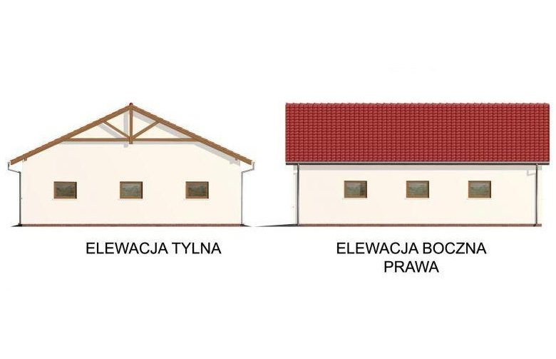 Projekt budynku gospodarczego G51 szkielet drewniany - elewacja 2