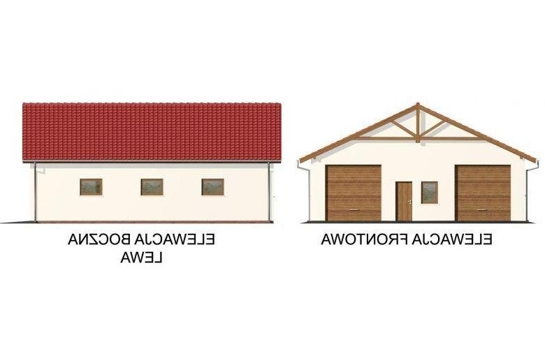 Projekt budynku gospodarczego G51 szkielet drewniany - elewacja 1