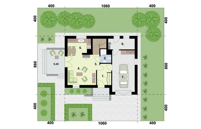 Projekt domu jednorodzinnego KATANIA 2 szkielet drewniany, dom jednorodzinny z poddaszem użytkowym - rzut przyziemia