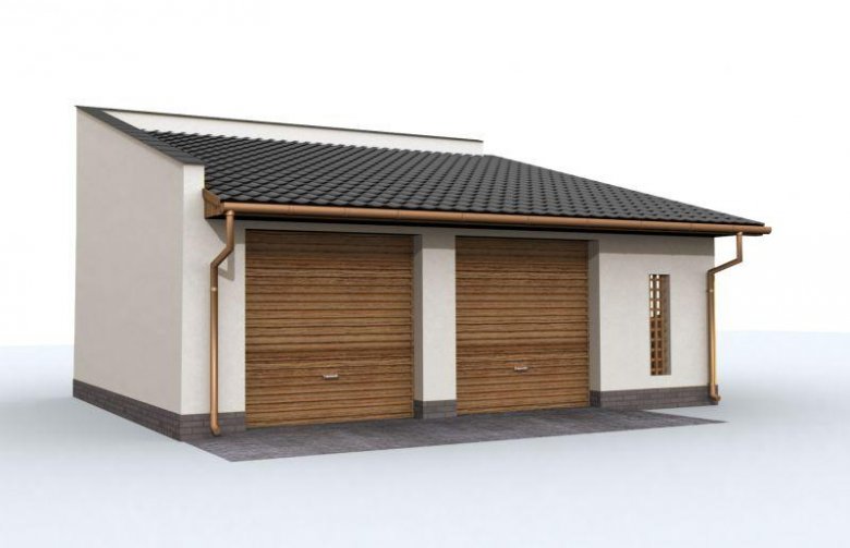 Projekt budynku gospodarczego G97 szkielet drewniany, garaż dwustanowiskowy