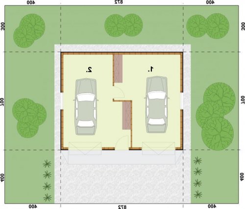 RZUT PRZYZIEMIA G11 szkielet drewniany, dwustanowiskowy - wersja lustrzana