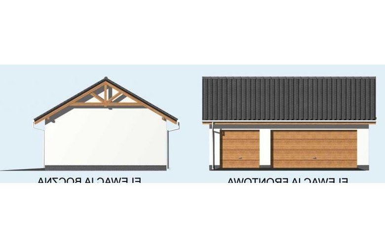 Projekt garażu G17 szkielet drewniany, garaż trzystanowiskowy - elewacja 1