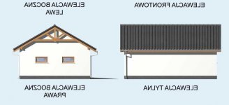 Elewacja projektu G17 szkielet drewniany, garaż trzystanowiskowy - 2 - wersja lustrzana